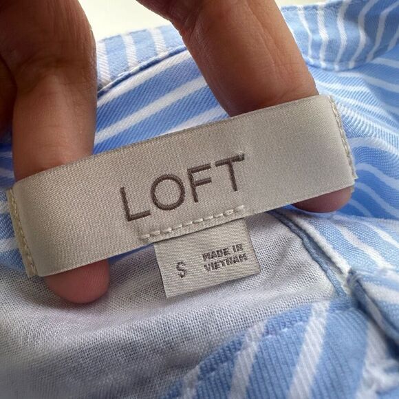 LOFT Striped blue White Henley Shift Dress Preppy Nautical size‎ Small Lined - Picture 6 of 9